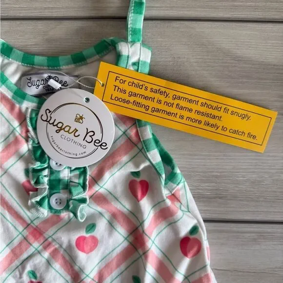 Sugar Bee Gown with Bloomers Peaches Plaid Green 18month NWT IN PACKAGE - Picture 8 of 10